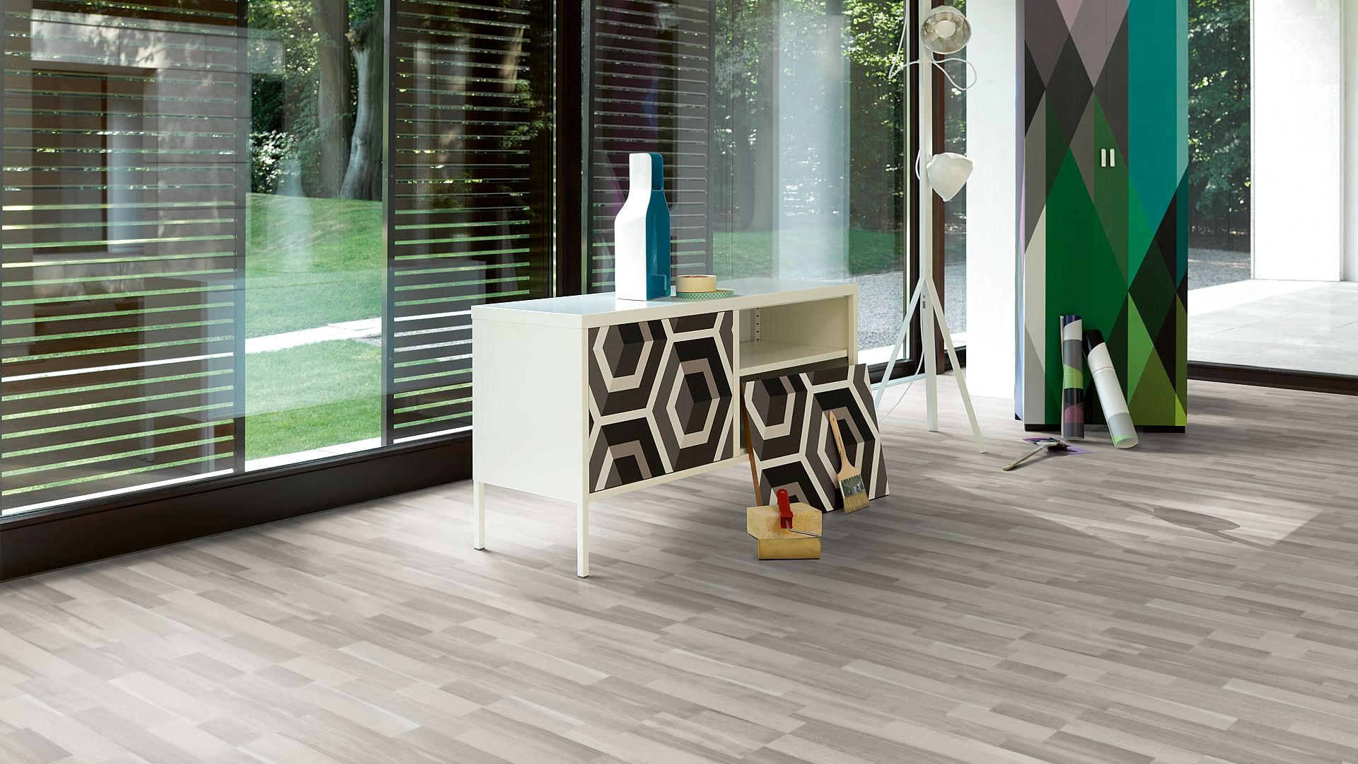 PARADOR Laminat Akazie grau Schiffsboden 3-Stab Seidenmatte Struktur | Basic 200-4014809139829
