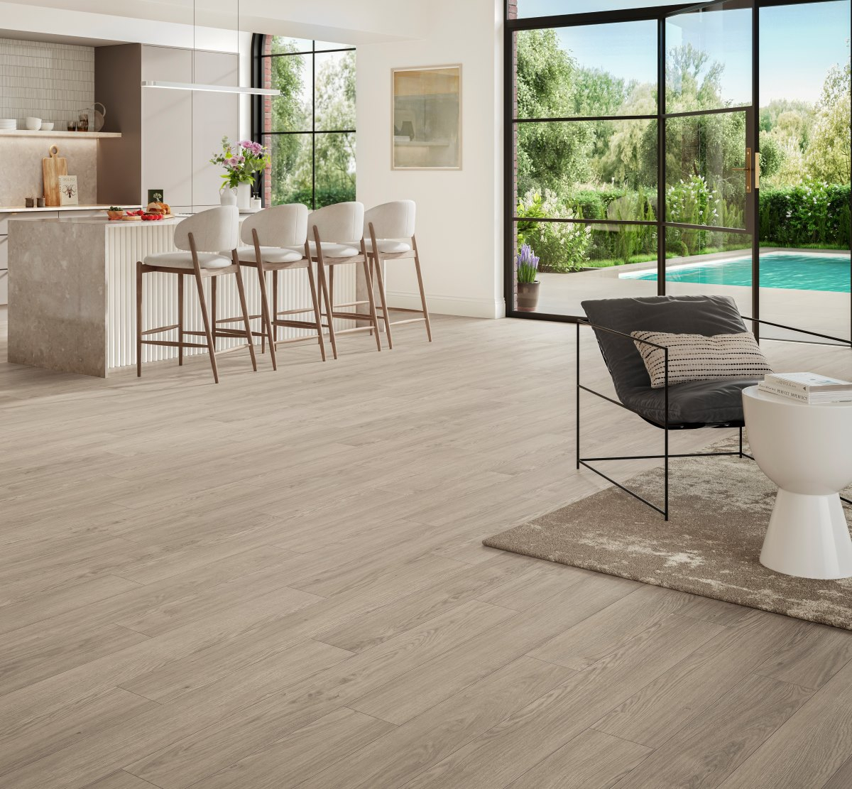 PARADOR Laminat Eiche Mont Blanc grau Matte Holzstruktur 4-seitige V-Fuge | Trendtime 1-4014809267853