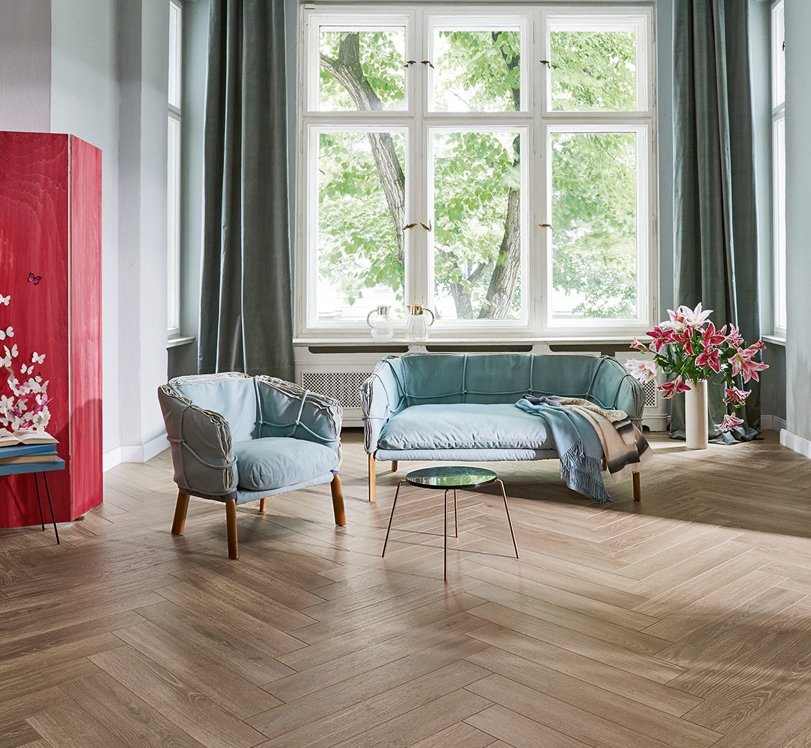 PARADOR Laminat Eiche Skyline perlgrau Naturmattstruktur 4-seitige V-Fuge | Trendtime 3-4014809263258